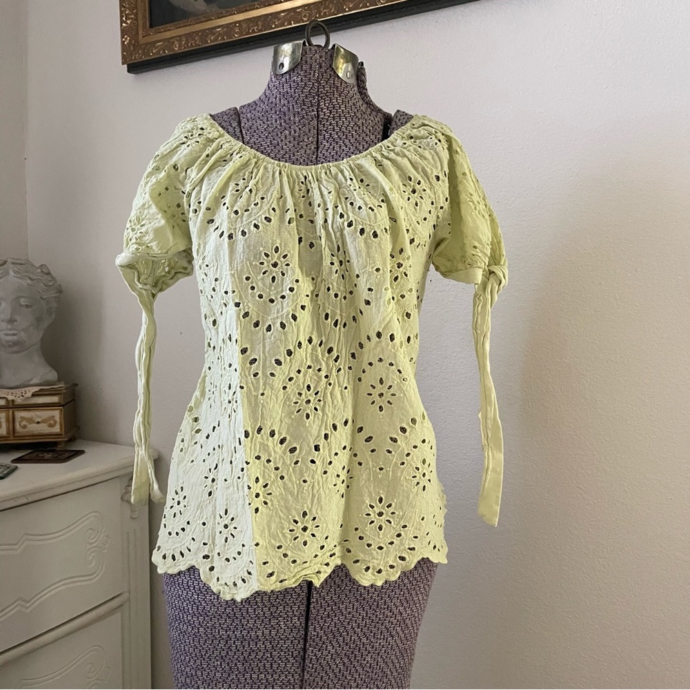Cynthia Rowley green eyelet blouse